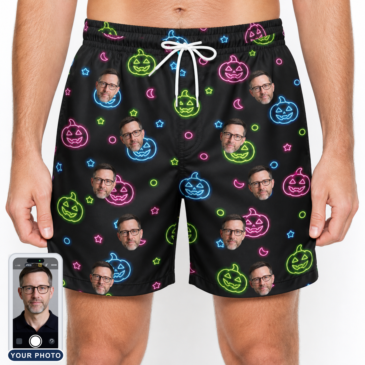 Men's Lantern Lunacy Custom Face Beach Shorts