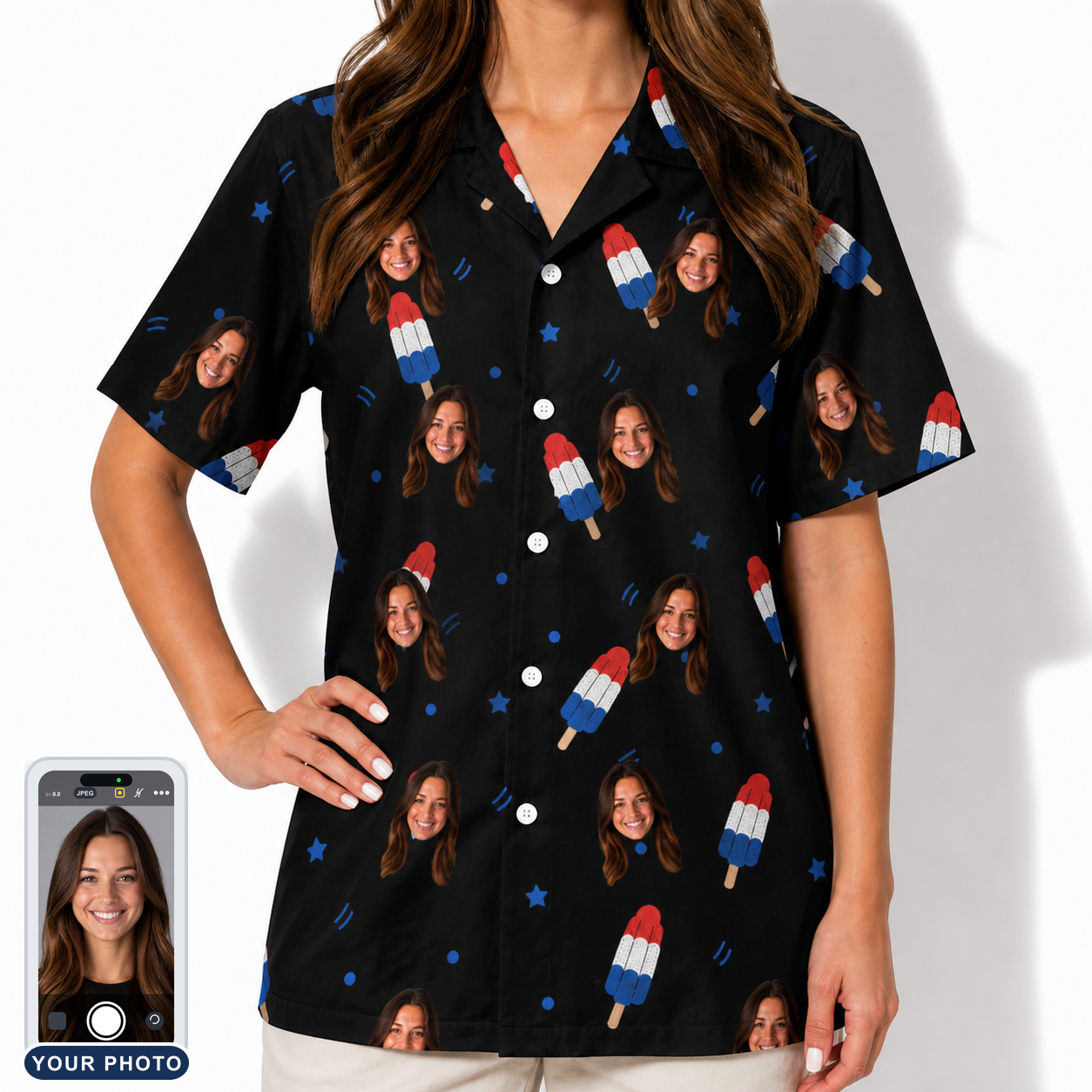 Women's Popsicle Pride Custom Face Hawaiian Shirt