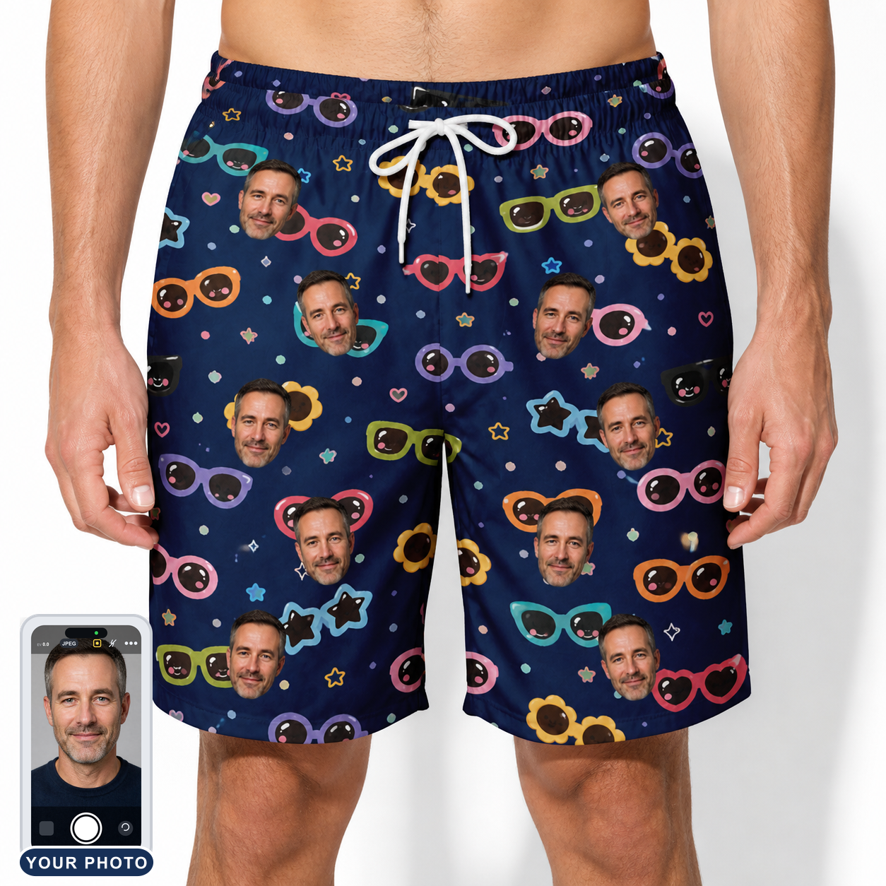 Men's Ray Reunion Custom Face Beach Shorts