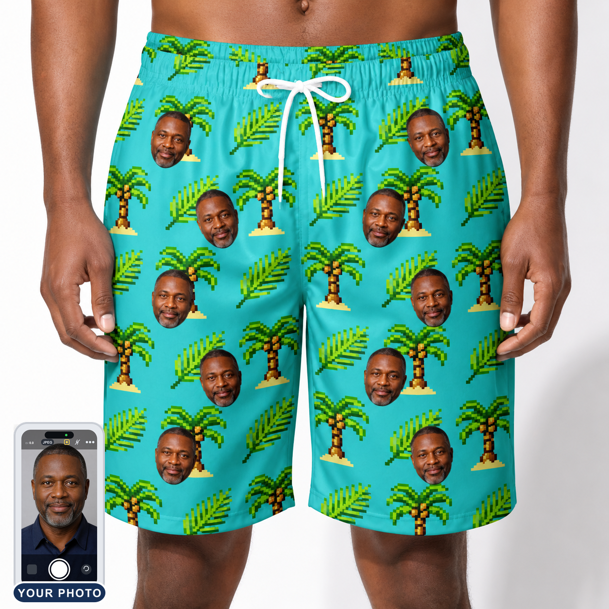 Men's Canopy Cabana Custom Face Beach Shorts