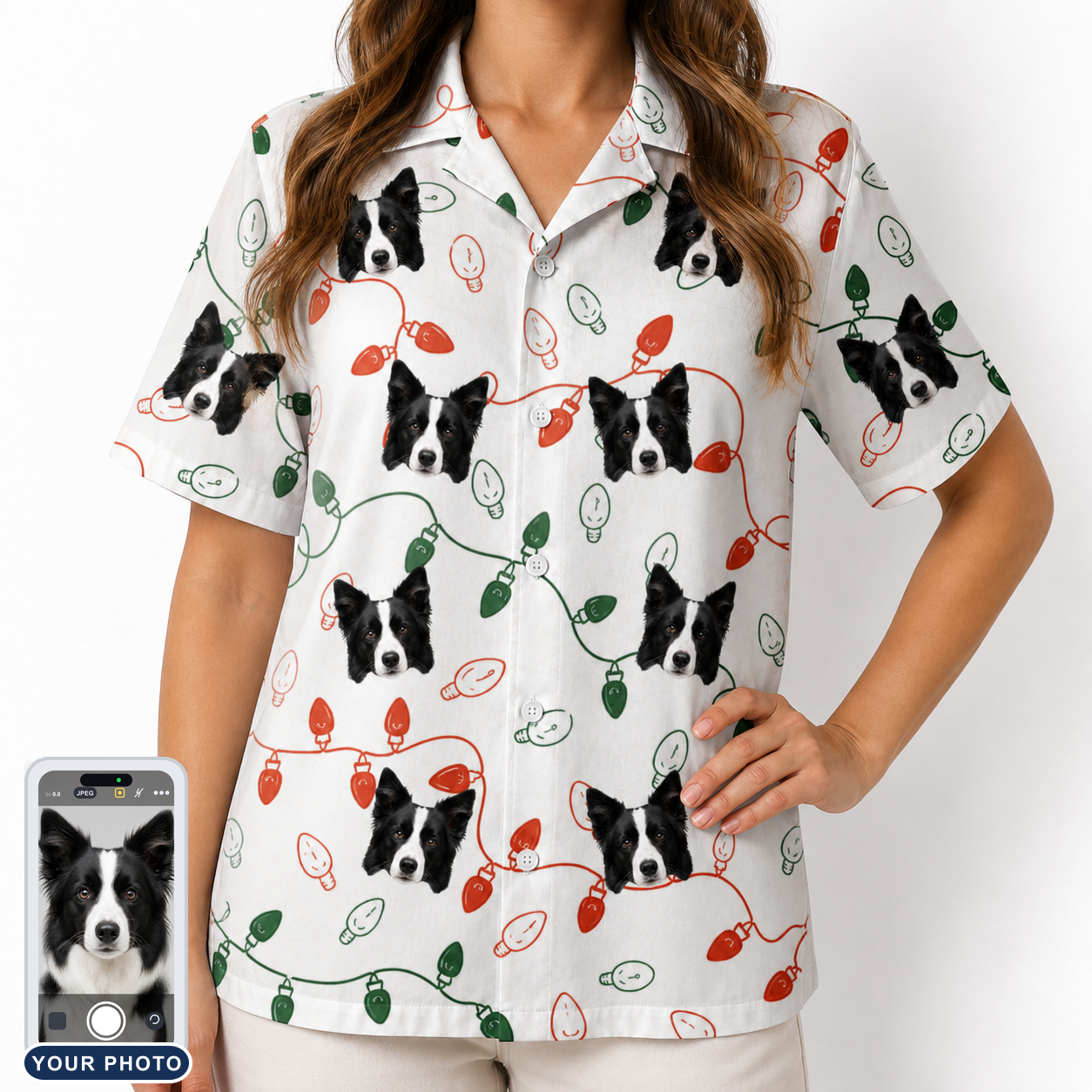 Women's Merry Circuits Custom Dog Face Hawaiian Shirt
