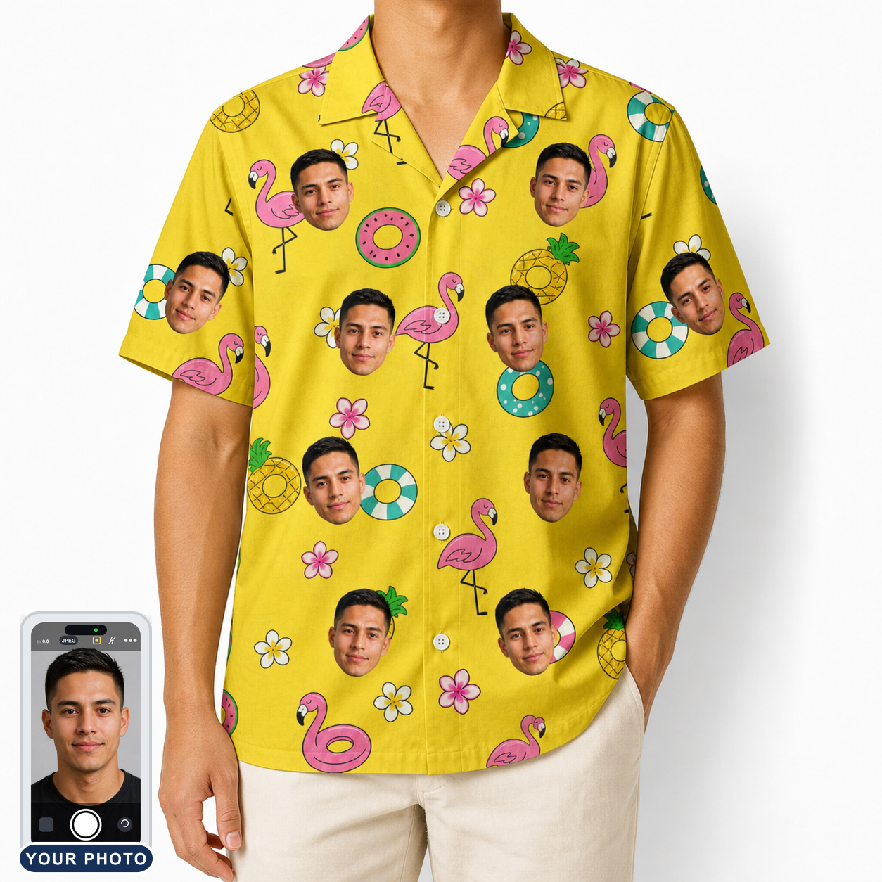 Men's Aqua Aviary Custom Face Hawaiian Shirt
