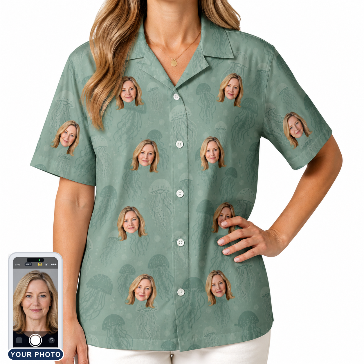 Women's Jelly Jaunt Custom Face Hawaiian Shirt