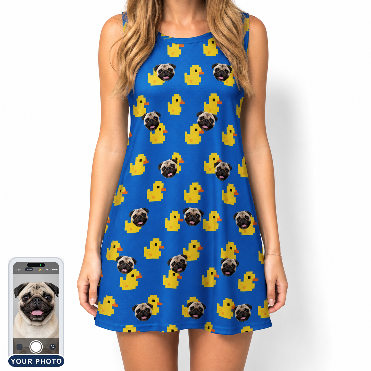 Women's Bark Bath Custom Dog Face Tank Dress