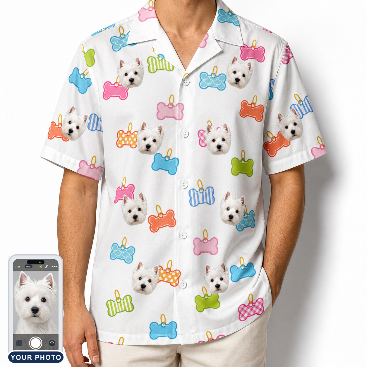 Men's Tag Wag Custom Dog Face Hawaiian Shirt