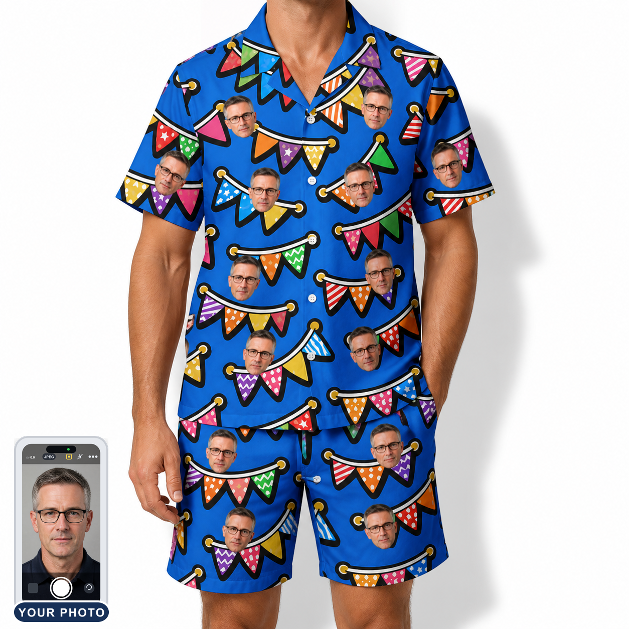 Men's Tipsy Tassels Custom Face Shirt & Shorts Set