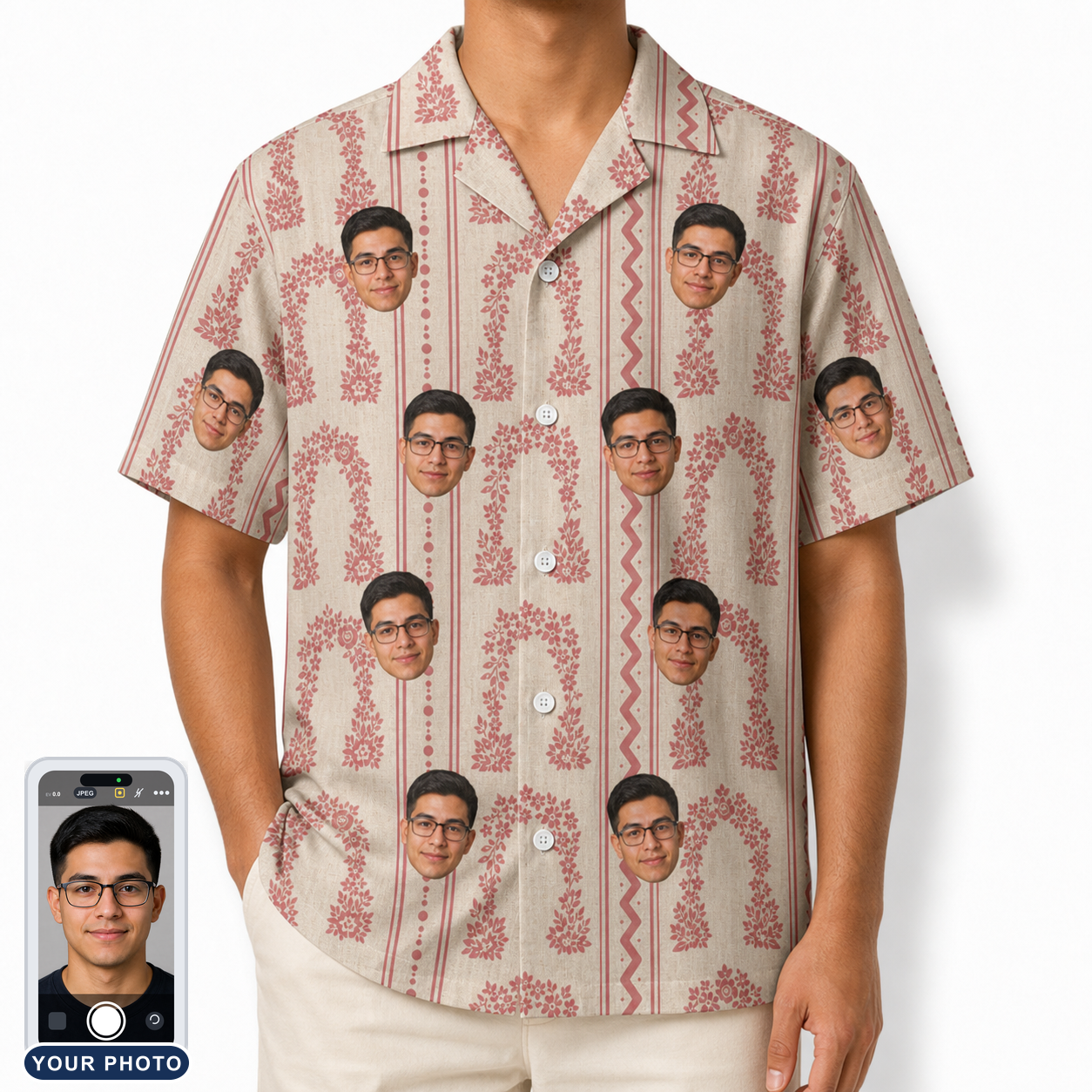 Men's Beach Bouquet Custom Face Hawaiian Shirt