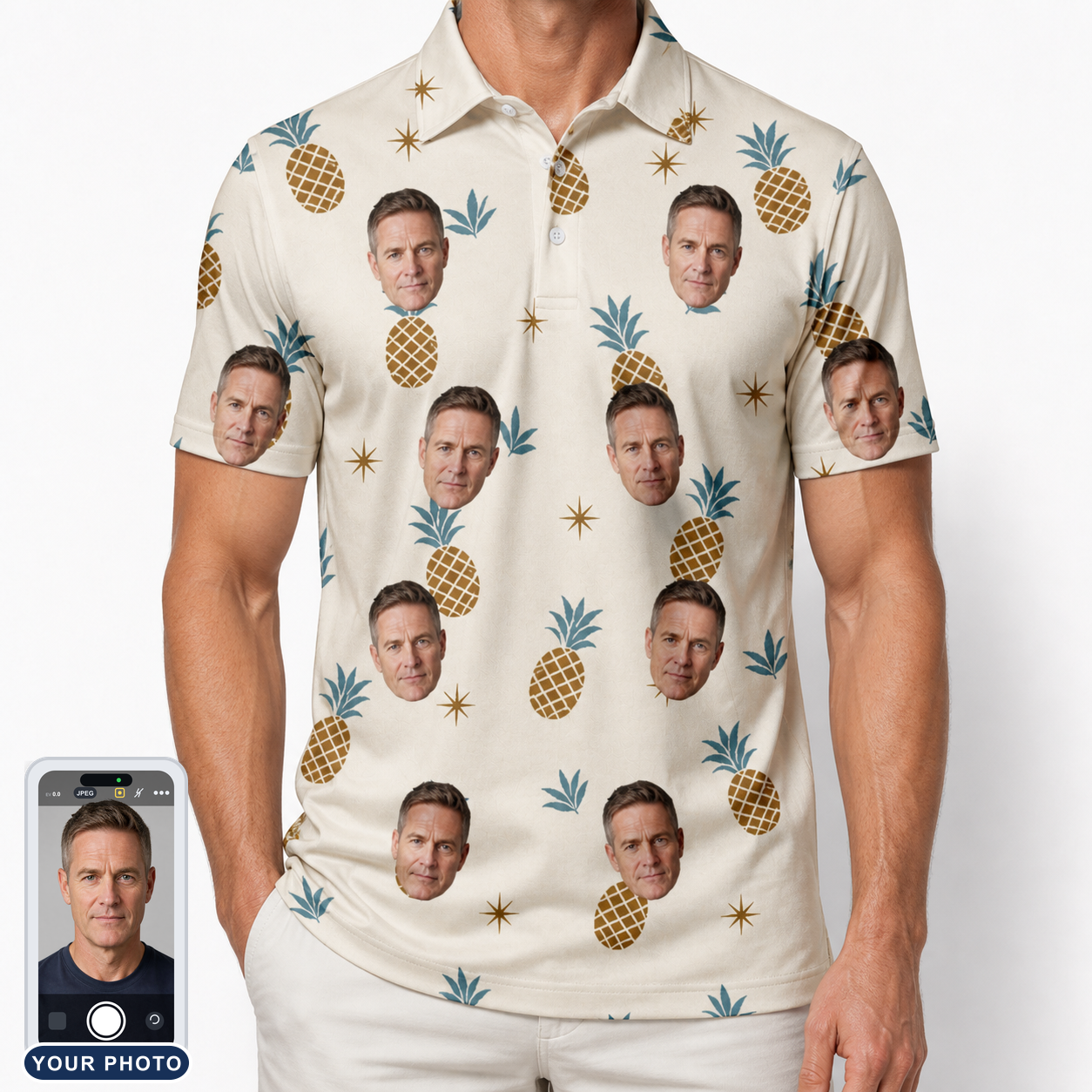 Men's Ananas Afterglow Custom Face Polo Shirt