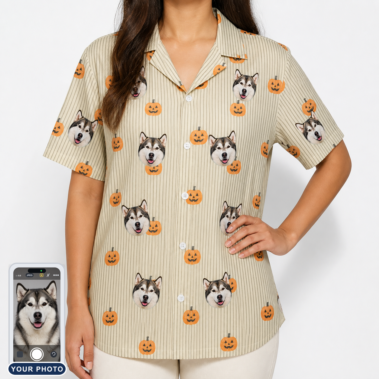 Women's Fiery Fiends Custom Dog Face Hawaiian Shirt