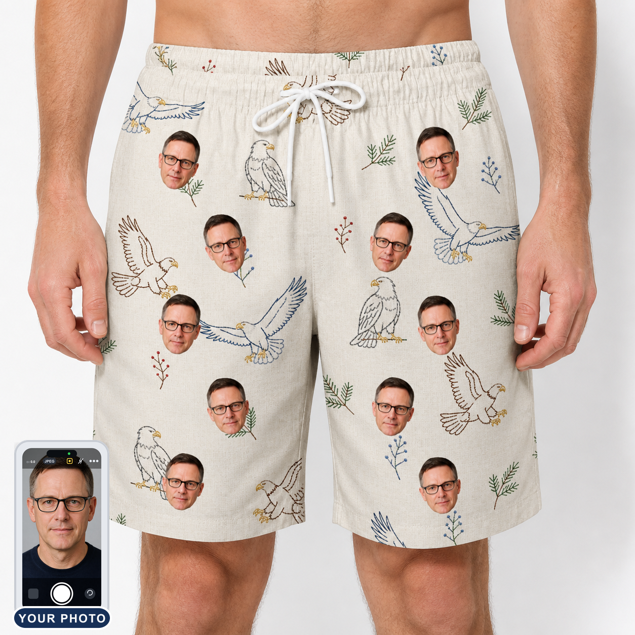 Men's Talon Toast Custom Face Beach Shorts