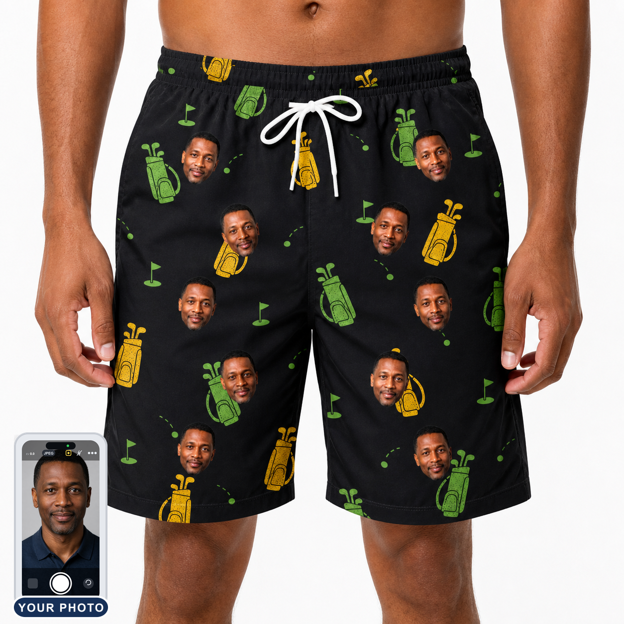 Men's Divot Duffels Custom Face Beach Shorts