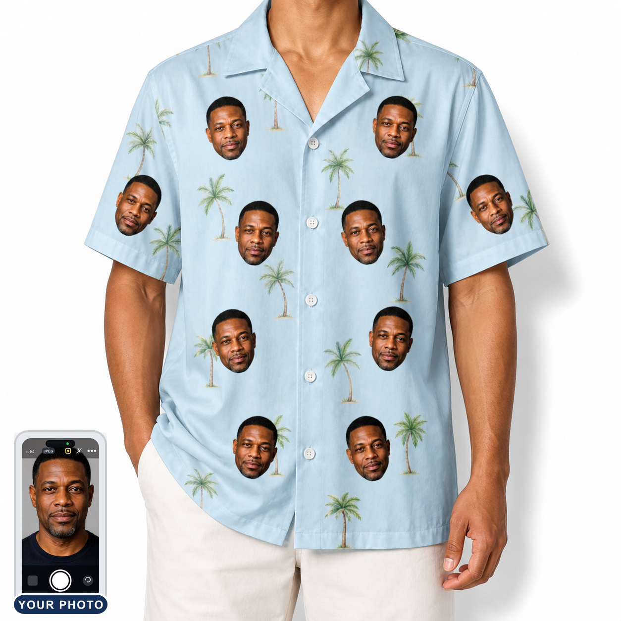 Men's Chrome Fronds Custom Face Hawaiian Shirt