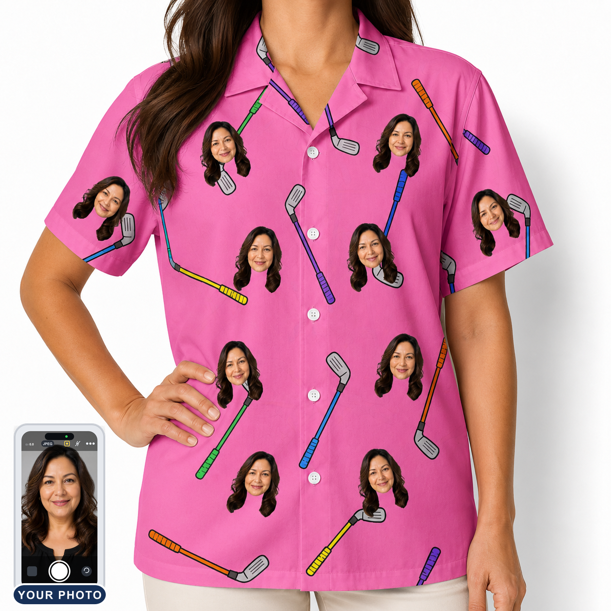 Women's Loft Legends Custom Face Hawaiian Shirt