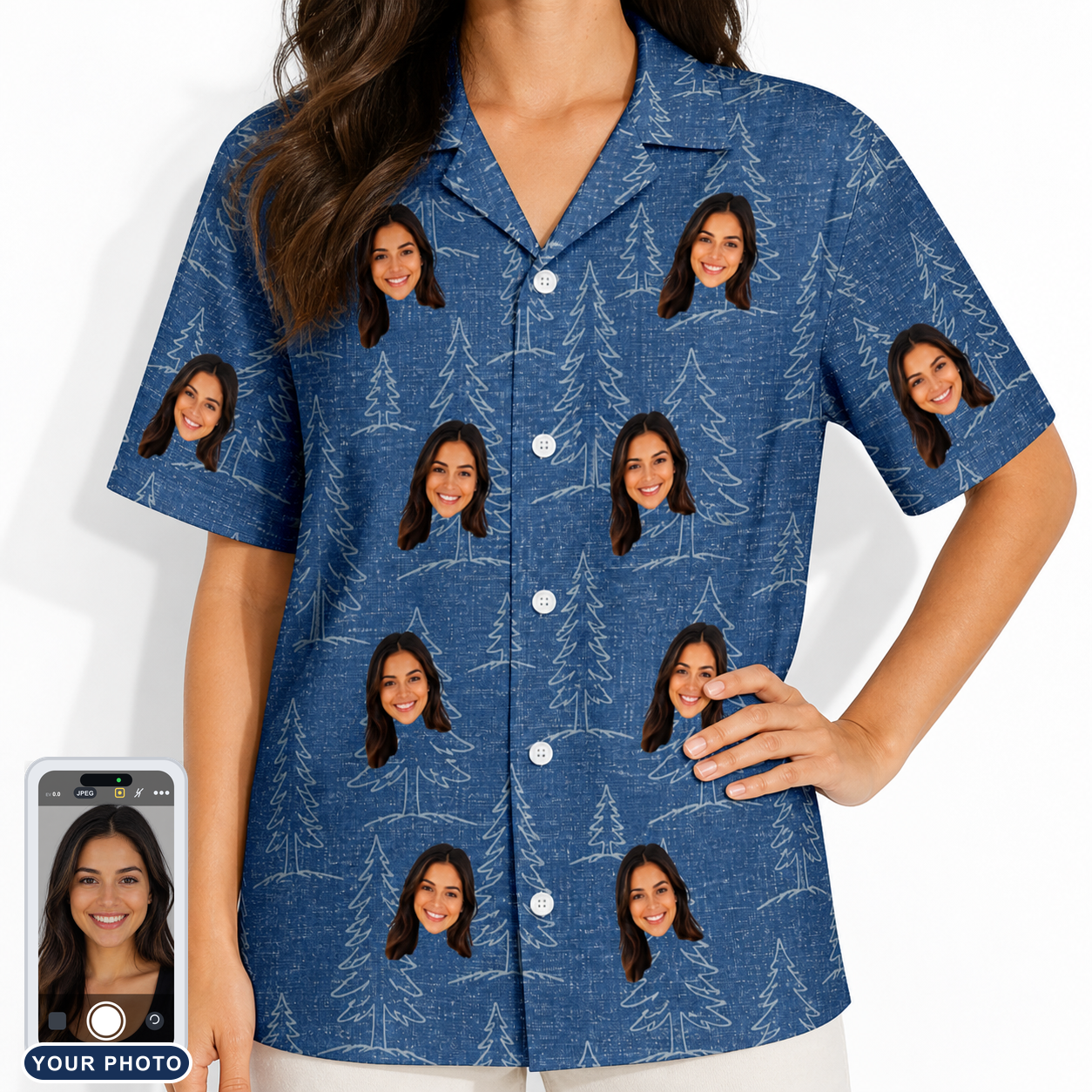 Women's Needle Nineteen Custom Face Hawaiian Shirt