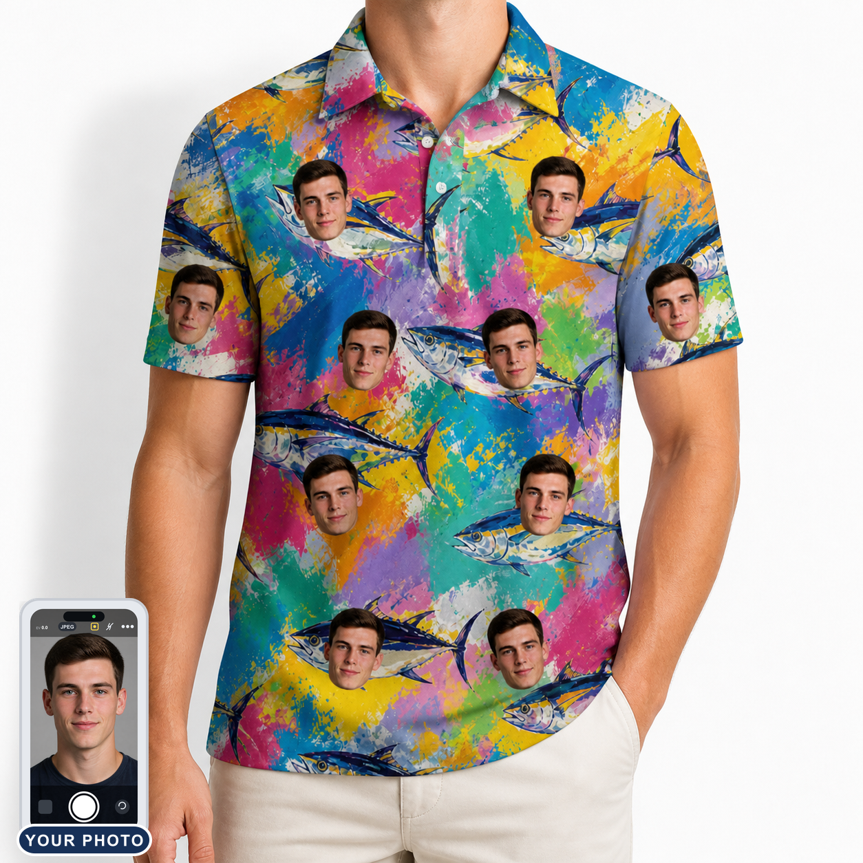 Men's Sushi Safari Custom Face Polo Shirt