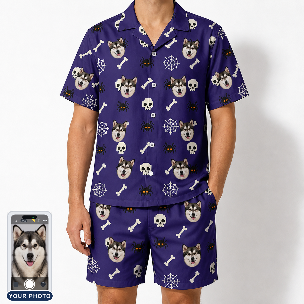 Men's Bone Appétit Custom Dog Face Shirt & Shorts Set