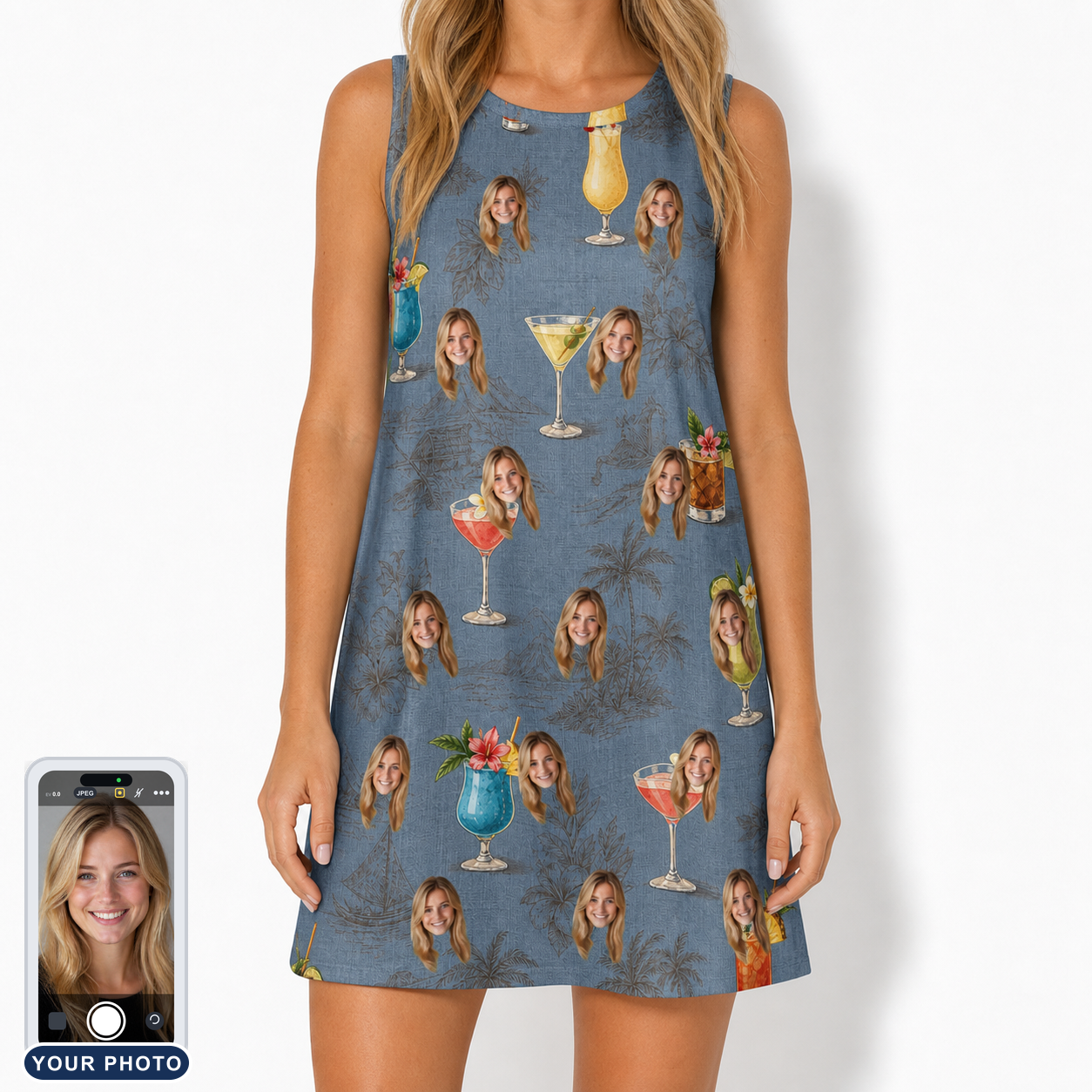Women's Lounge Libations Custom Face Tank Dress