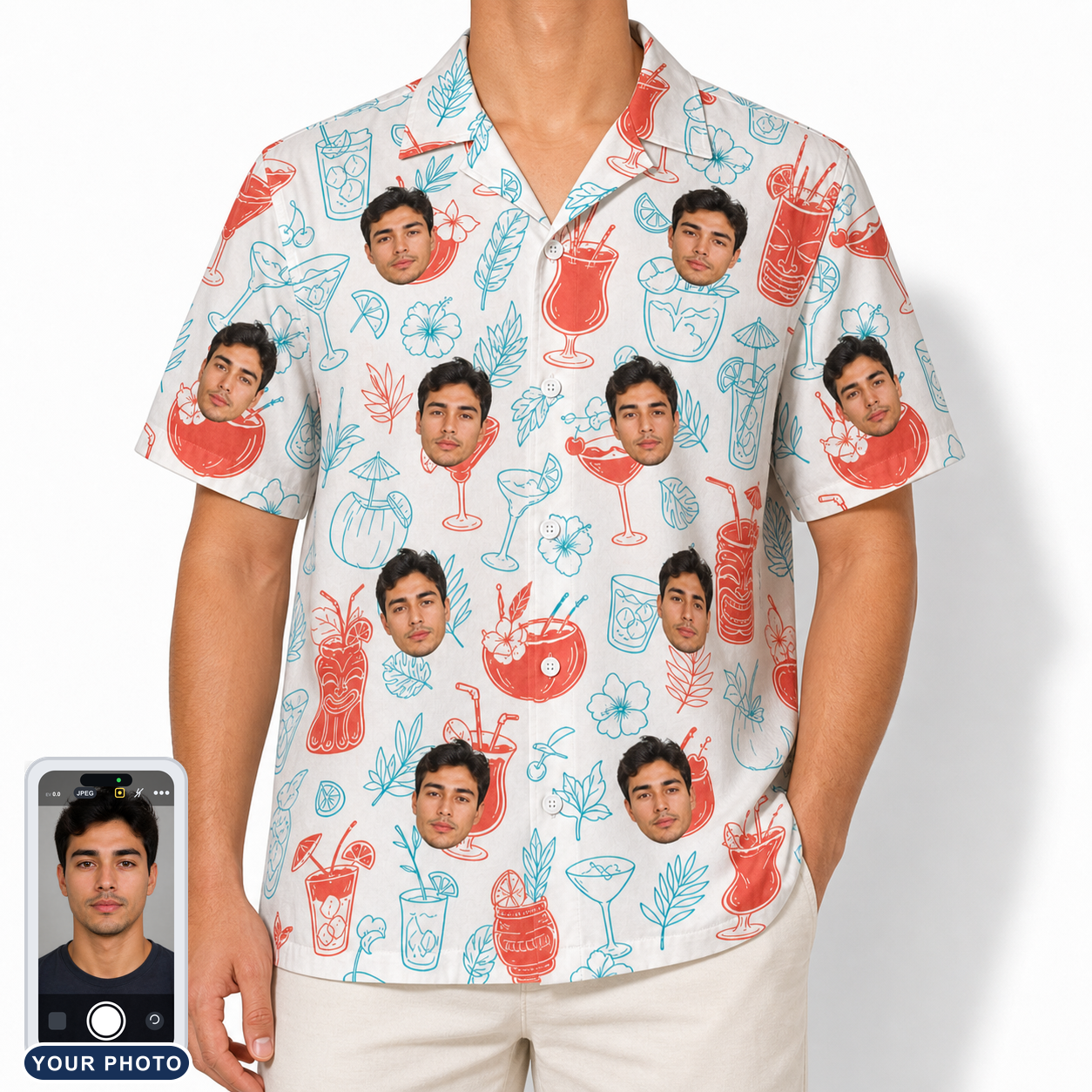 Men's Engaged Elixirs Custom Face Hawaiian Shirt