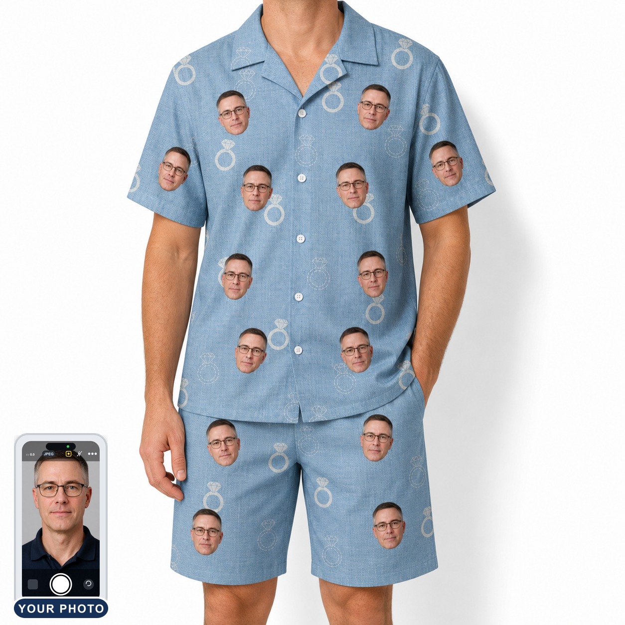 Men's Carat Chaos Custom Face Shirt & Shorts Set