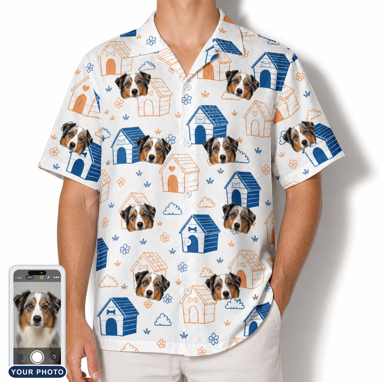 Men's Yap Yurts Custom Dog Face Hawaiian Shirt