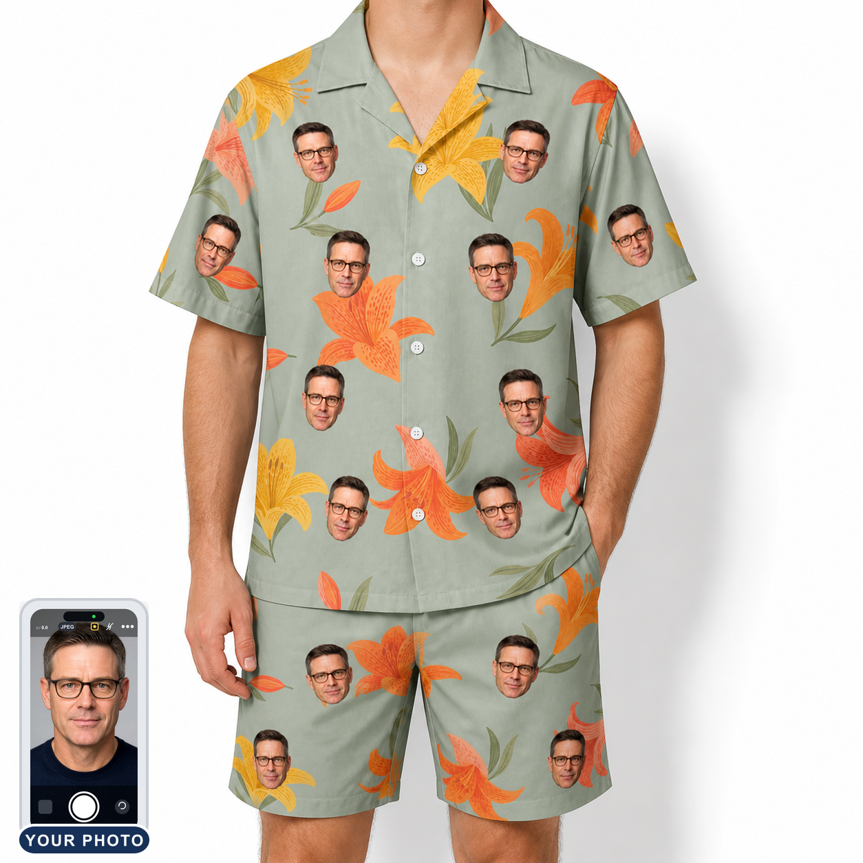 Men's Corolla Carnival Custom Face Shirt & Shorts Set