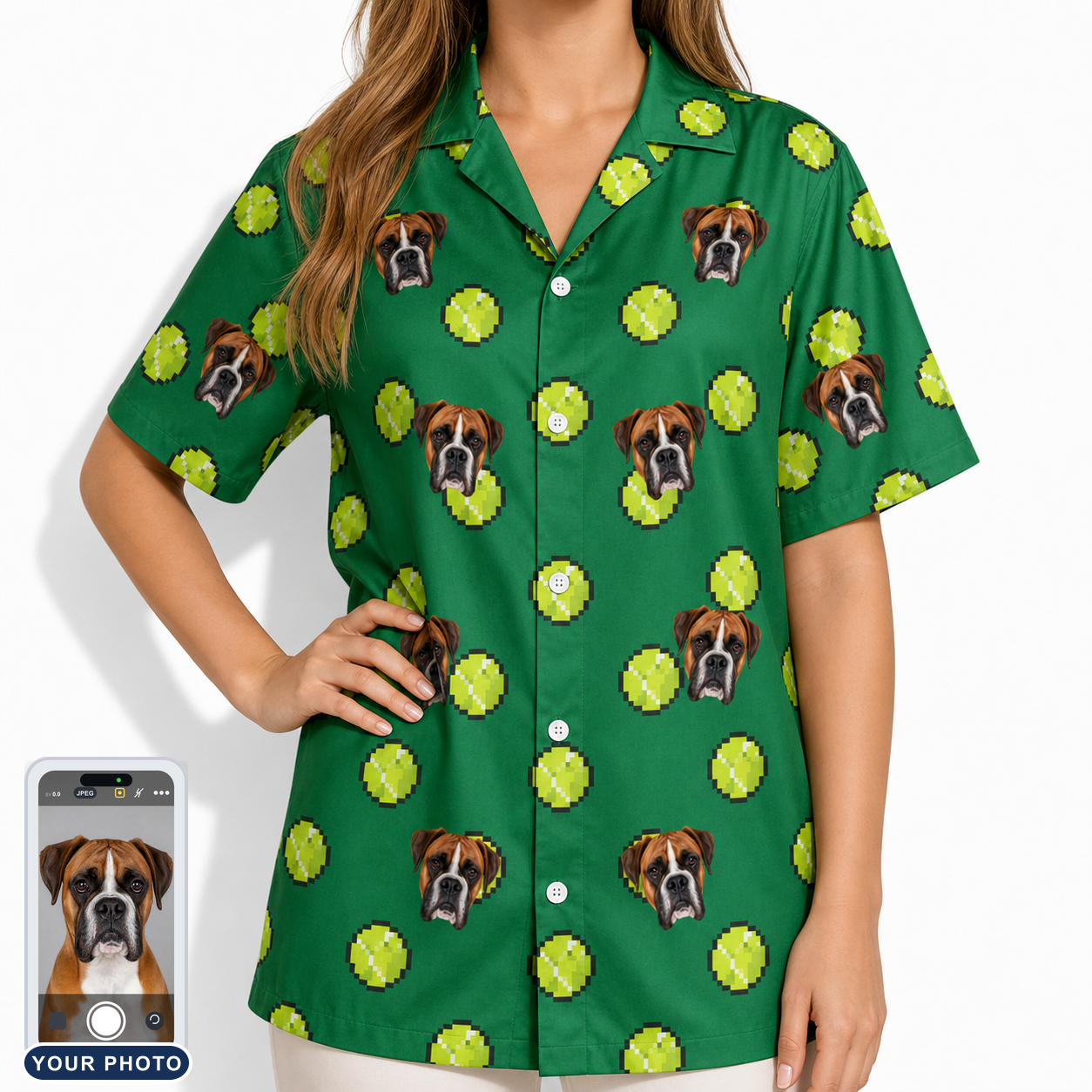 Women's Tennis Tails Custom Dog Face Hawaiian Shirt