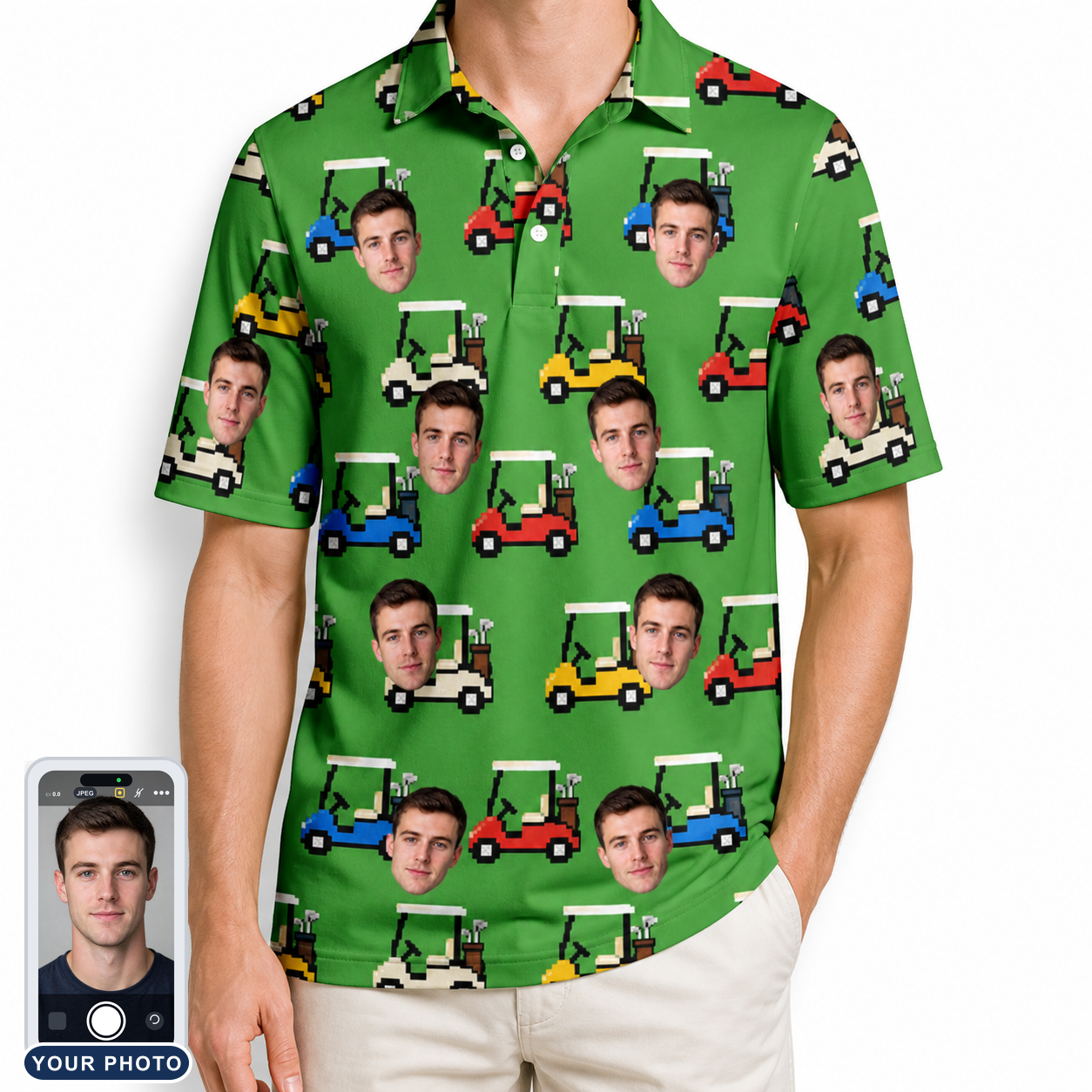 Men's Course Cruisers Custom Face Polo Shirt