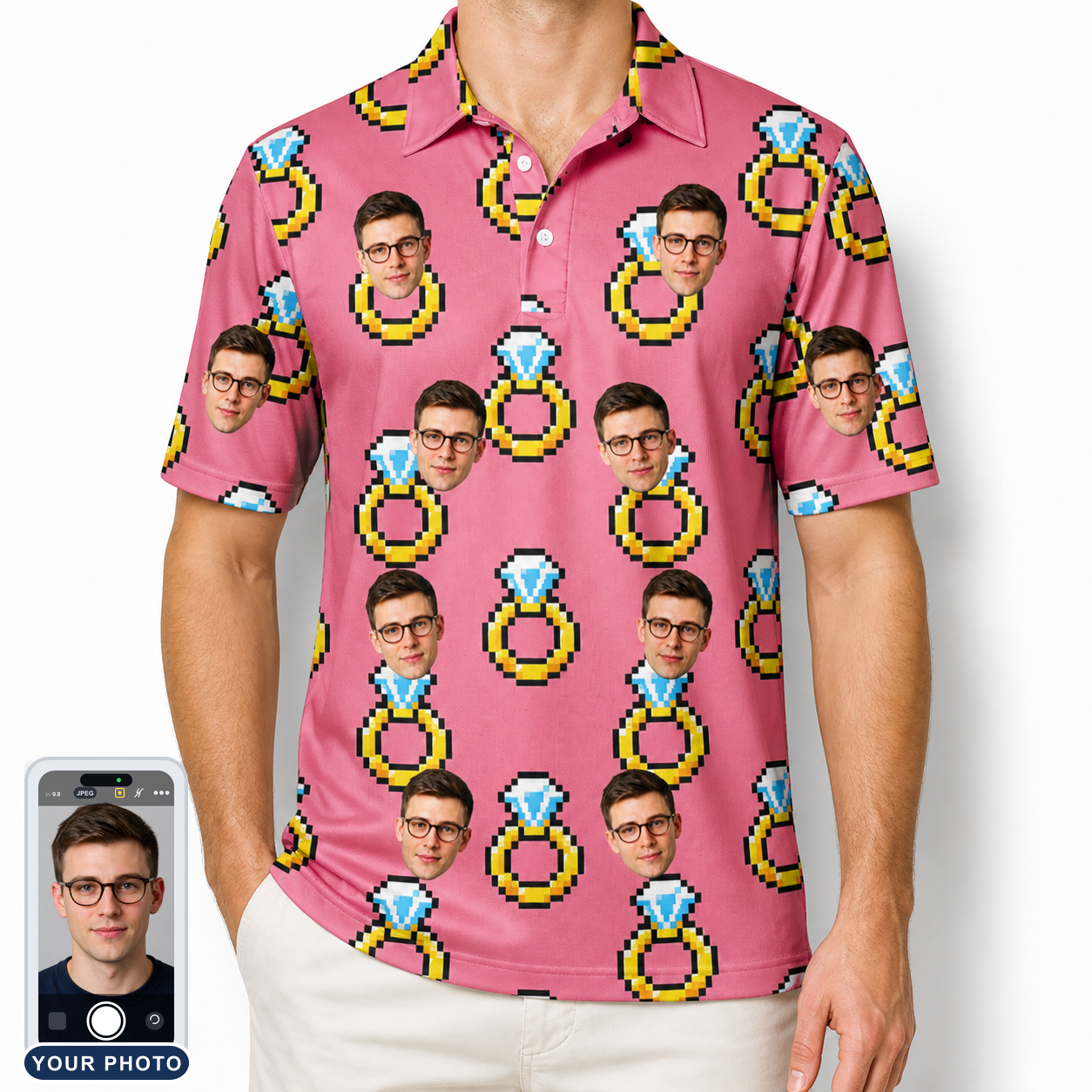 Men's Jewel Jitters Custom Face Polo Shirt