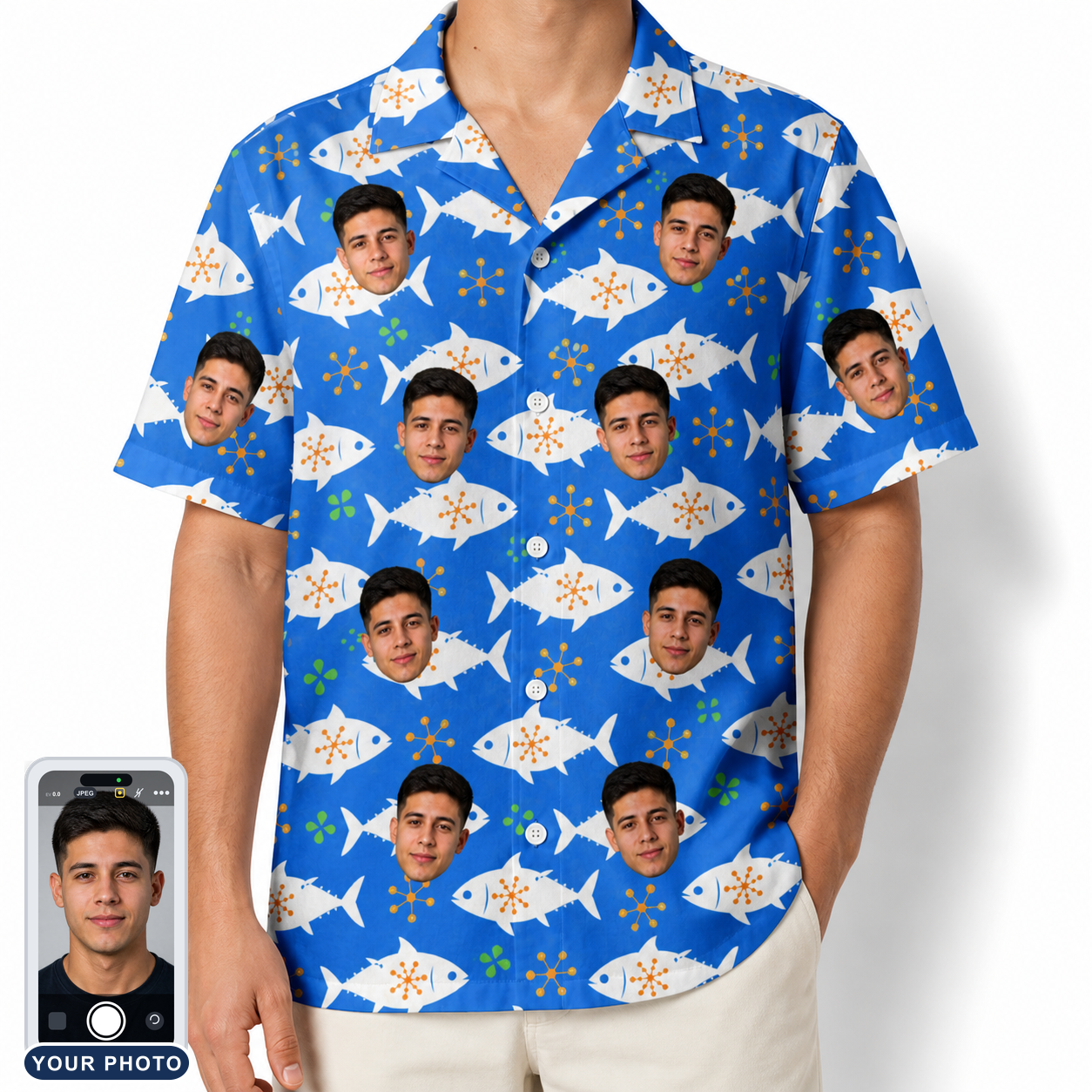 Men's Tuna Trawl Custom Face Hawaiian Shirt