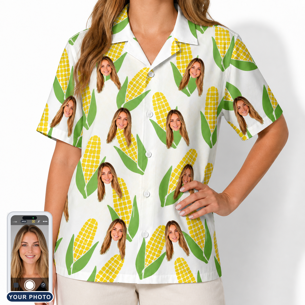Women's Cob Together Custom Face Hawaiian Shirt
