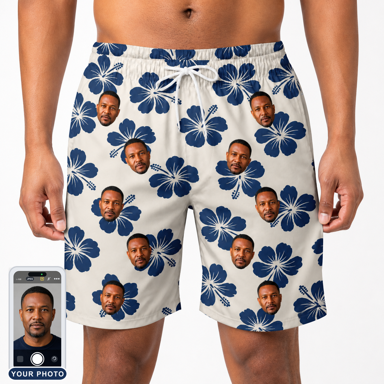 Men's Deco Garden Custom Face Beach Shorts