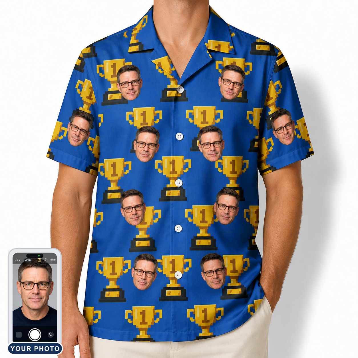 Men's Number One Custom Face Hawaiian Shirt