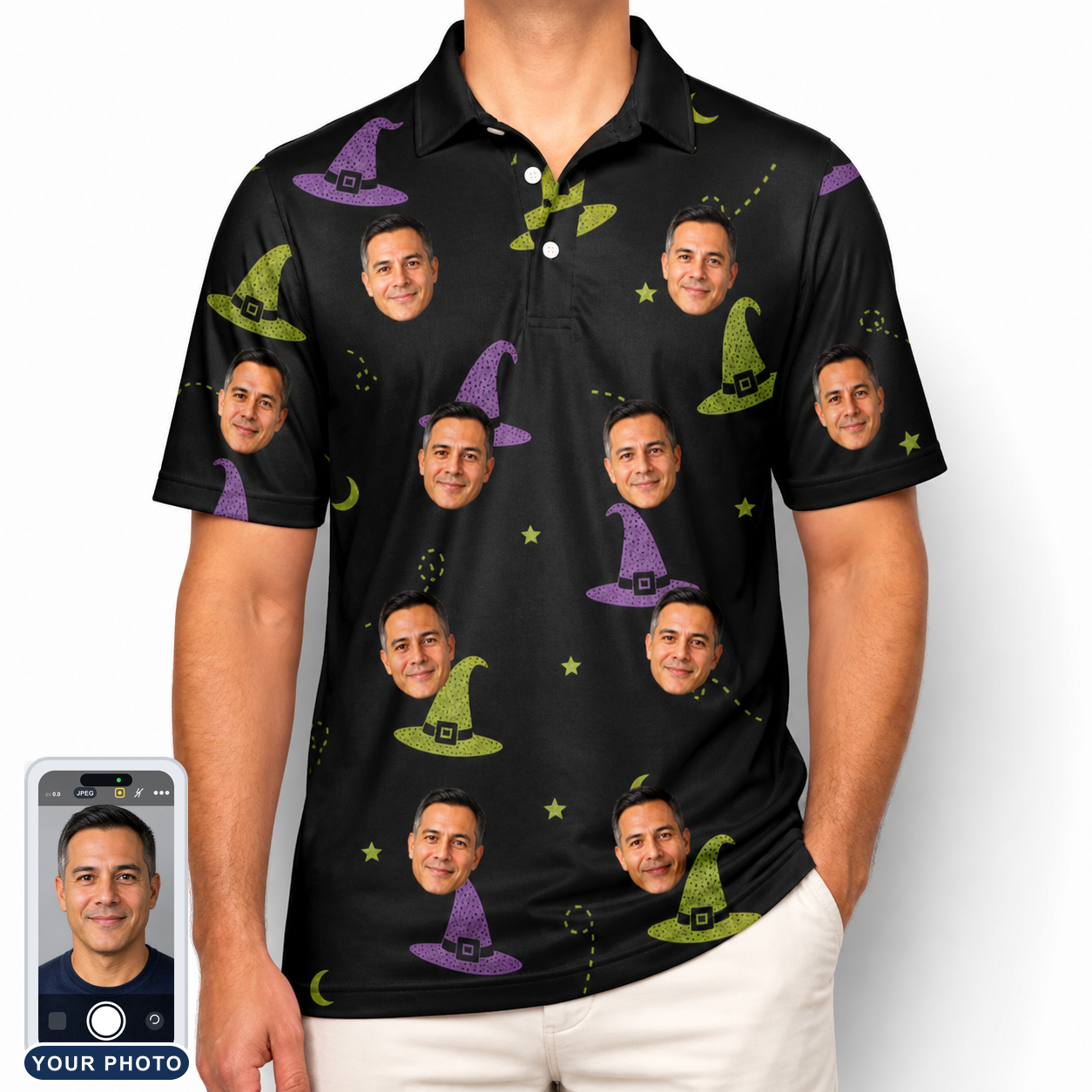 Men's Pointy Party Custom Face Polo Shirt