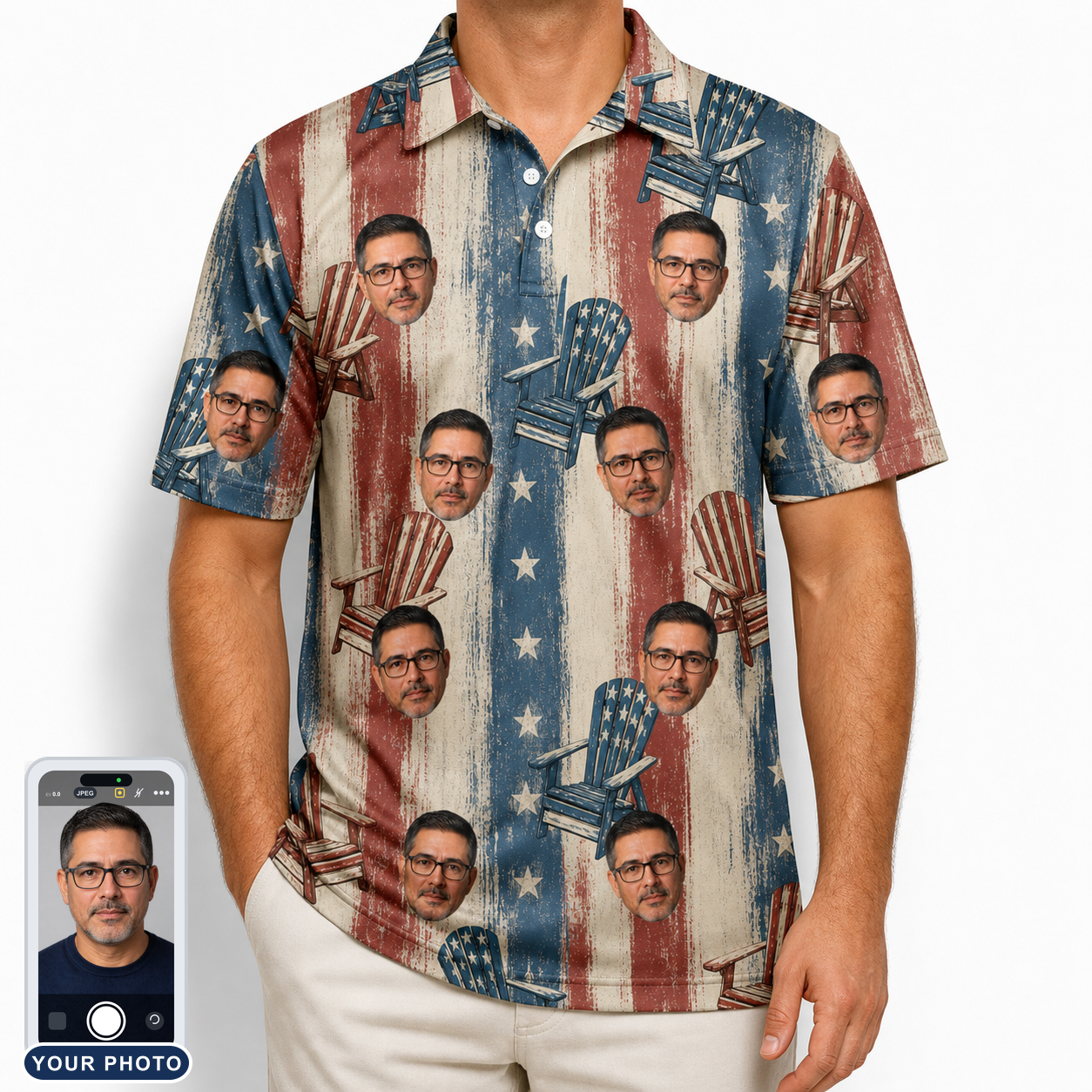 Men's Deckchair Daydream Custom Face Polo Shirt