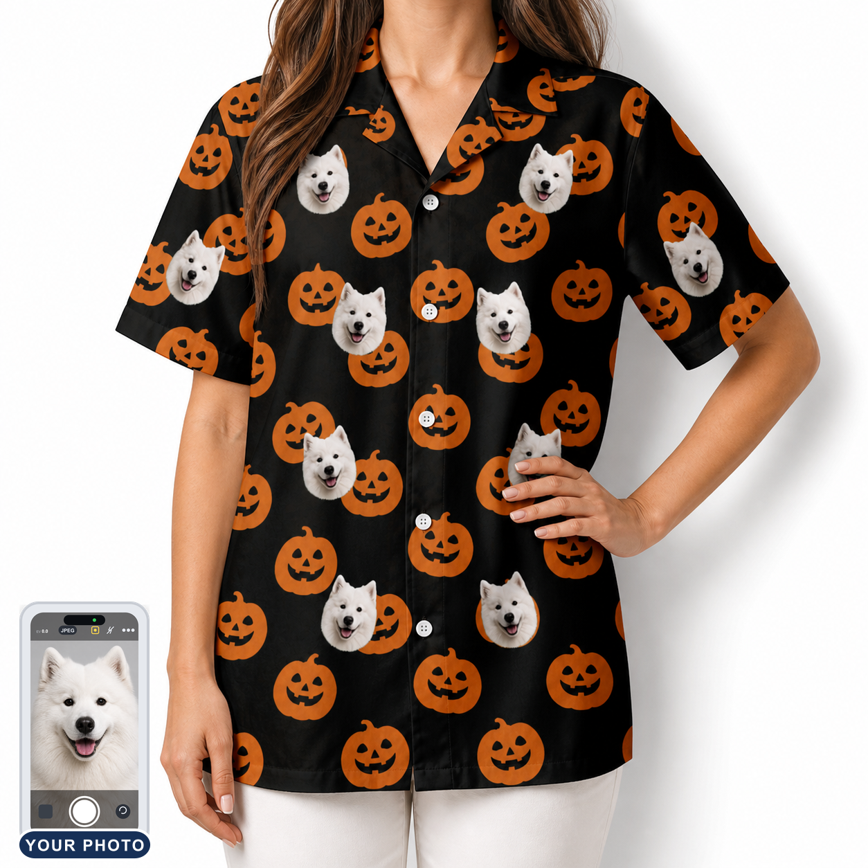 Women's Frightlight Fancies Custom Dog Face Hawaiian Shirt