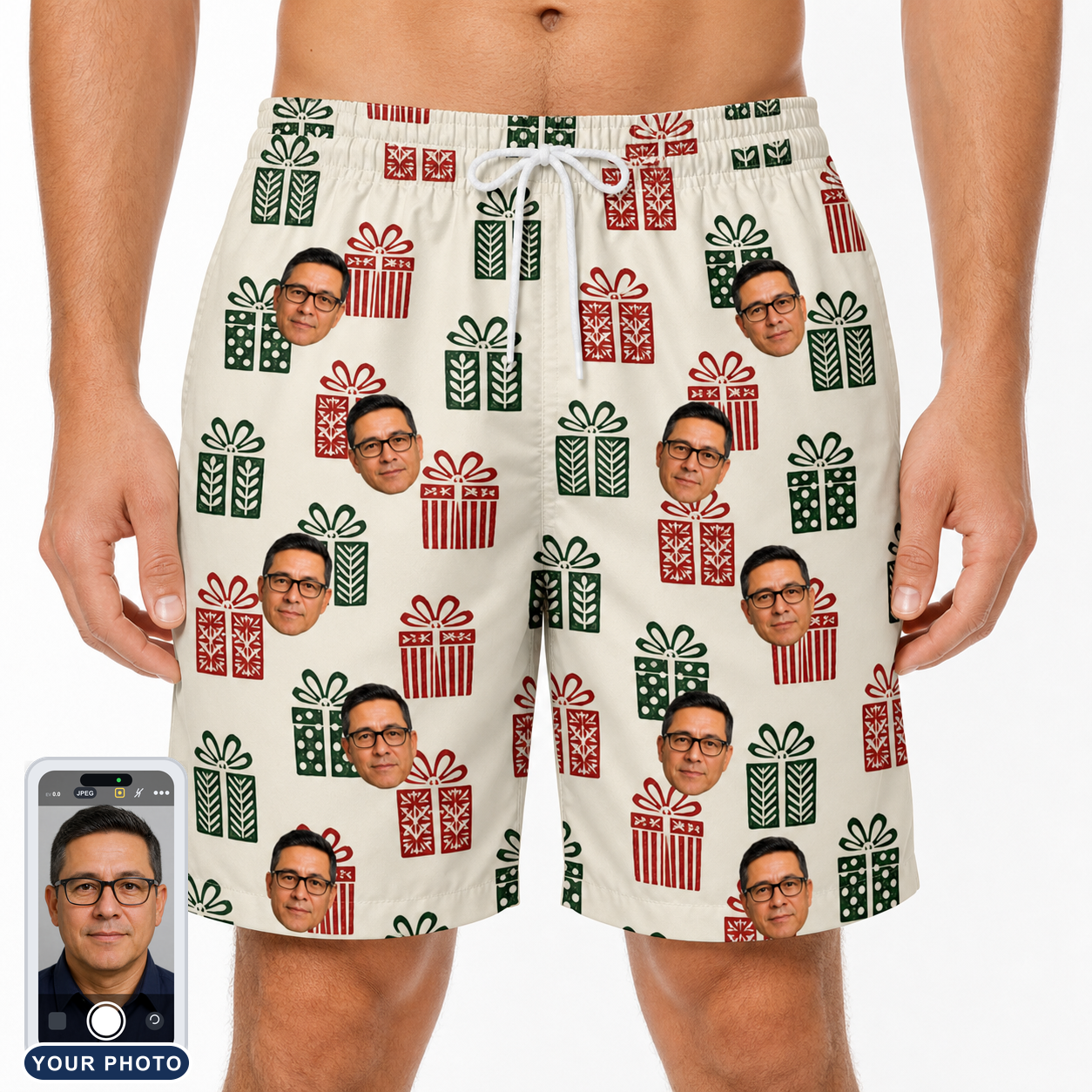 Men's Bowtiful Bundles Custom Face Beach Shorts