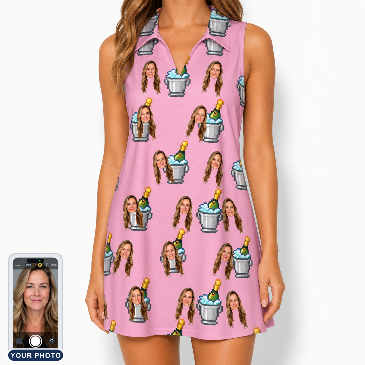 Women's Last Toast Custom Face V-Neck Dress