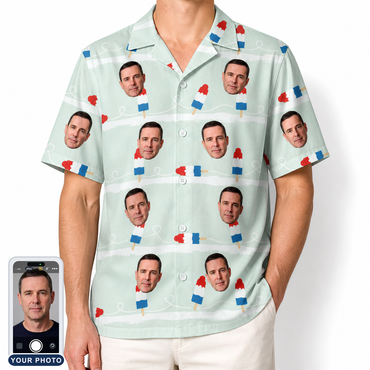 Men's Independence Icicles Custom Face Hawaiian Shirt