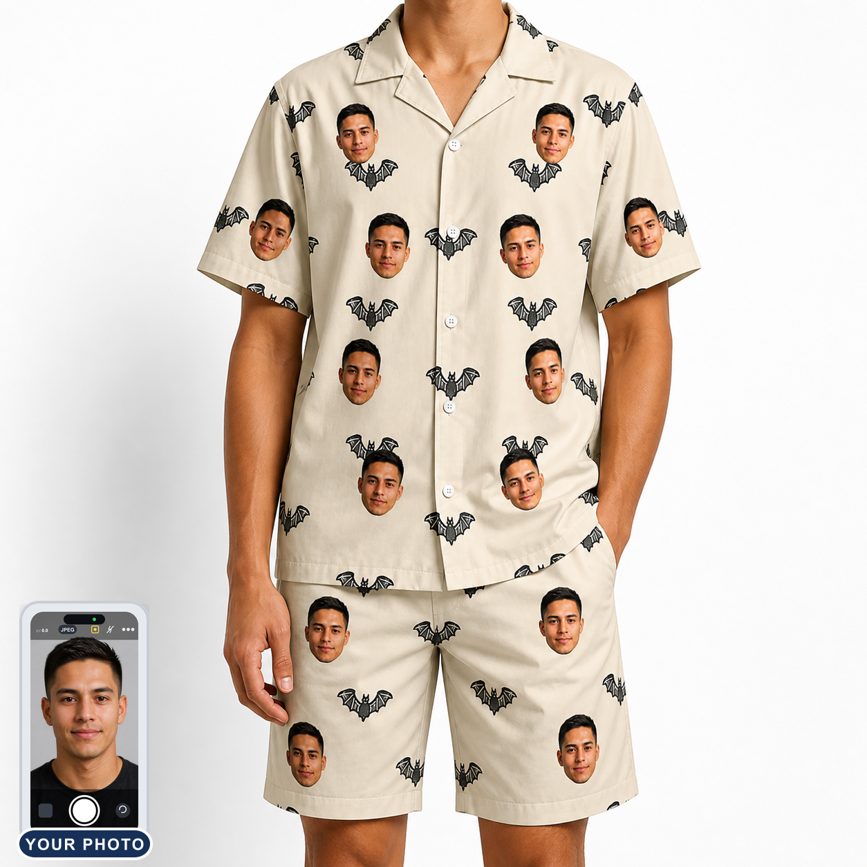 Men's Winged Whispers Custom Face Shirt & Shorts Set