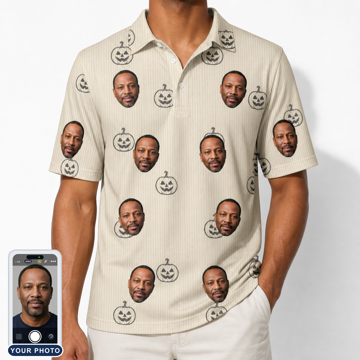 Men's Cucurbit Chuckles Custom Face Polo Shirt