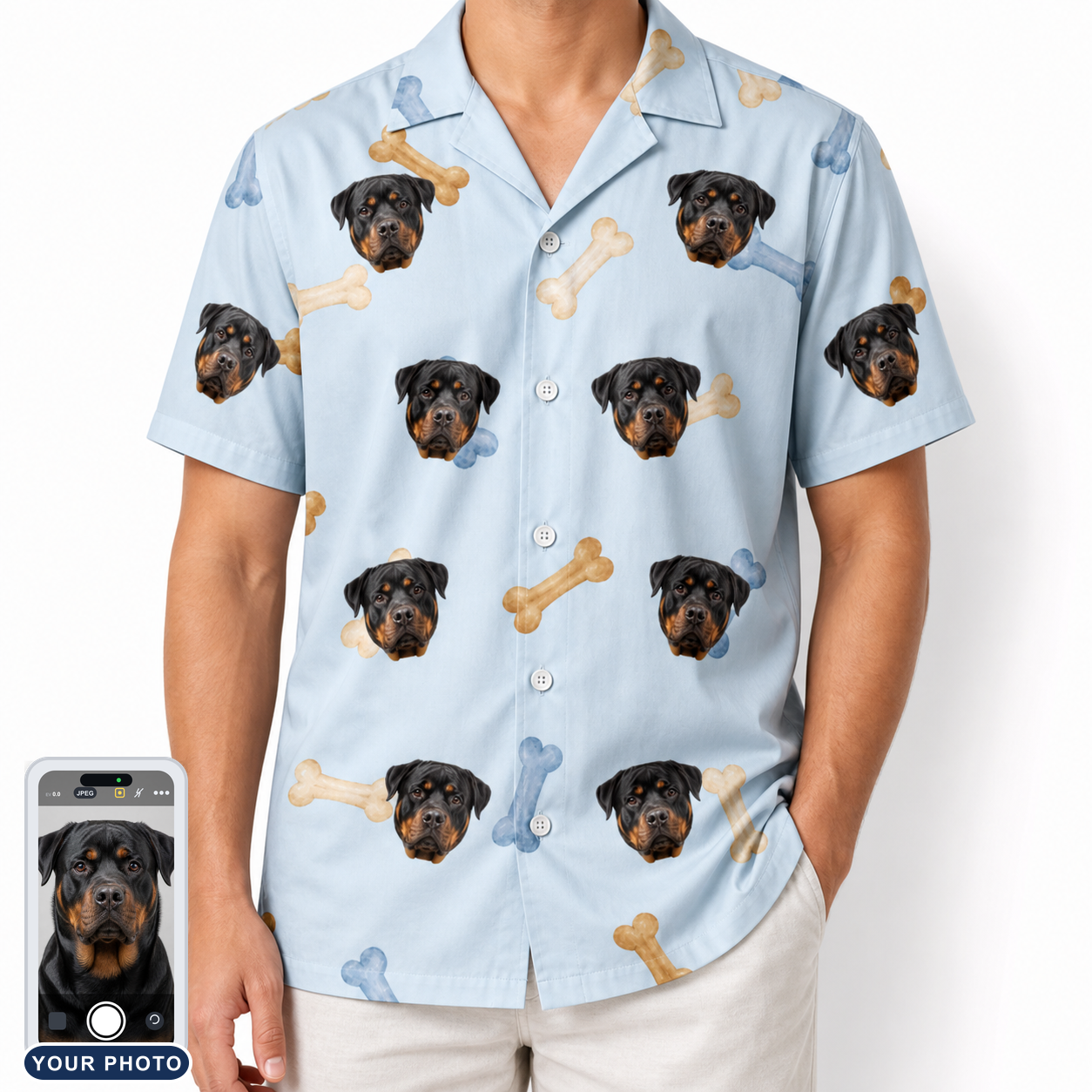 Men's Molar Morsels Custom Dog Face Hawaiian Shirt