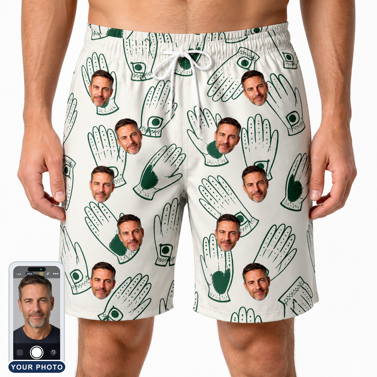 Men's Glove Affair Custom Face Beach Shorts