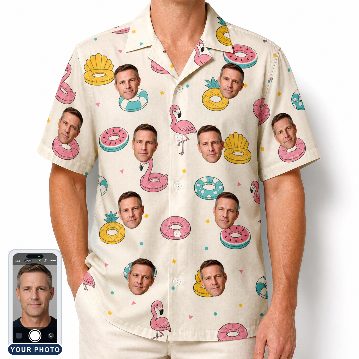 Men's Rosy Rafties Custom Face Hawaiian Shirt