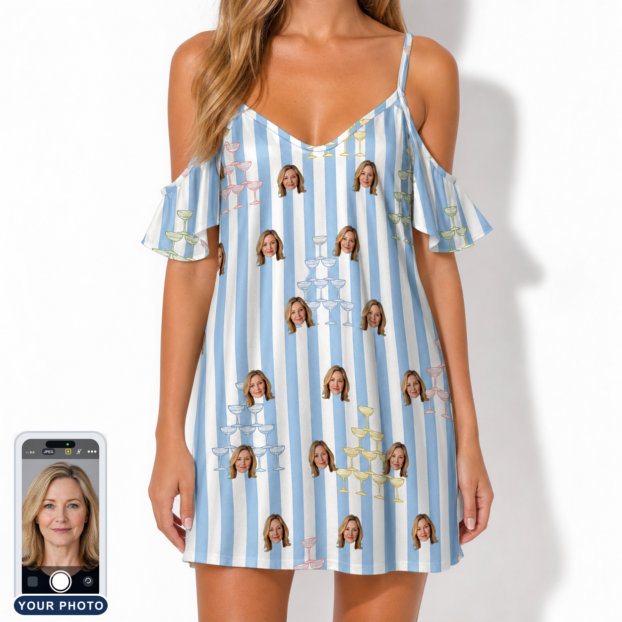 Women's Fizz Towers Custom Face Off-Shoulder Dress