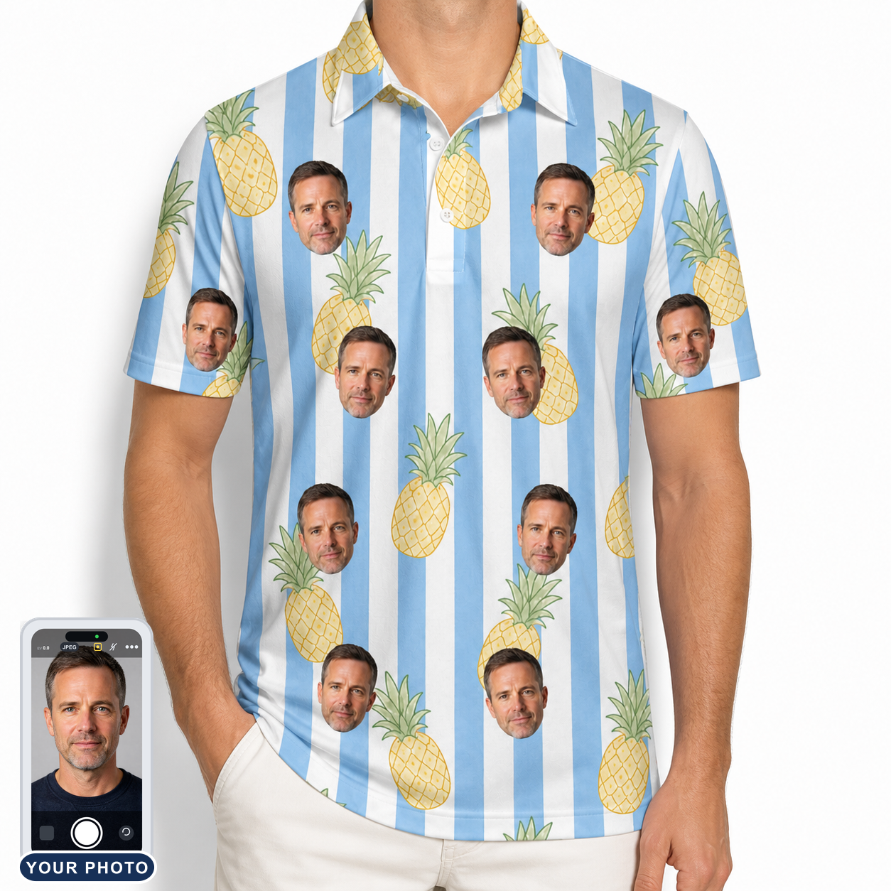 Men's Pina Palooza Custom Face Polo Shirt