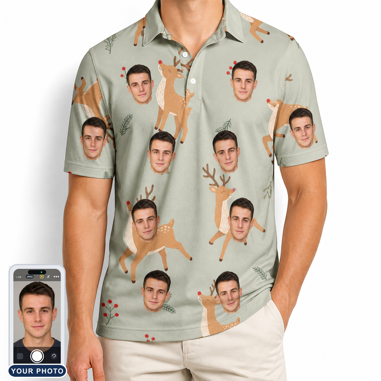 Men's Hoof Hootenanny Custom Face Polo Shirt