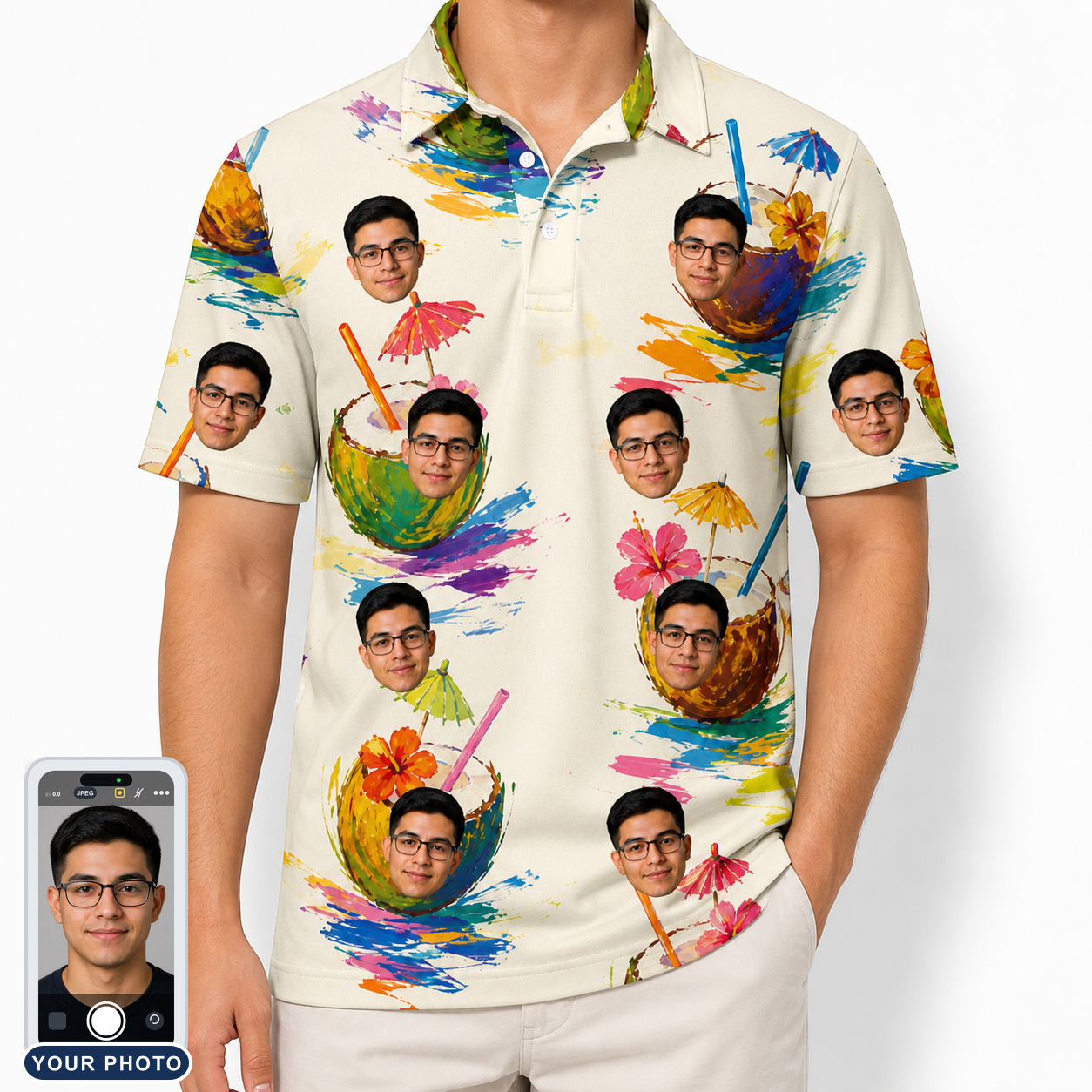 Men's Sundown Swizzles Custom Face Polo Shirt