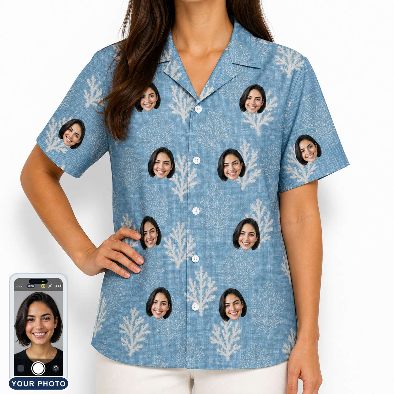 Women's Polyp Parade Custom Face Hawaiian Shirt