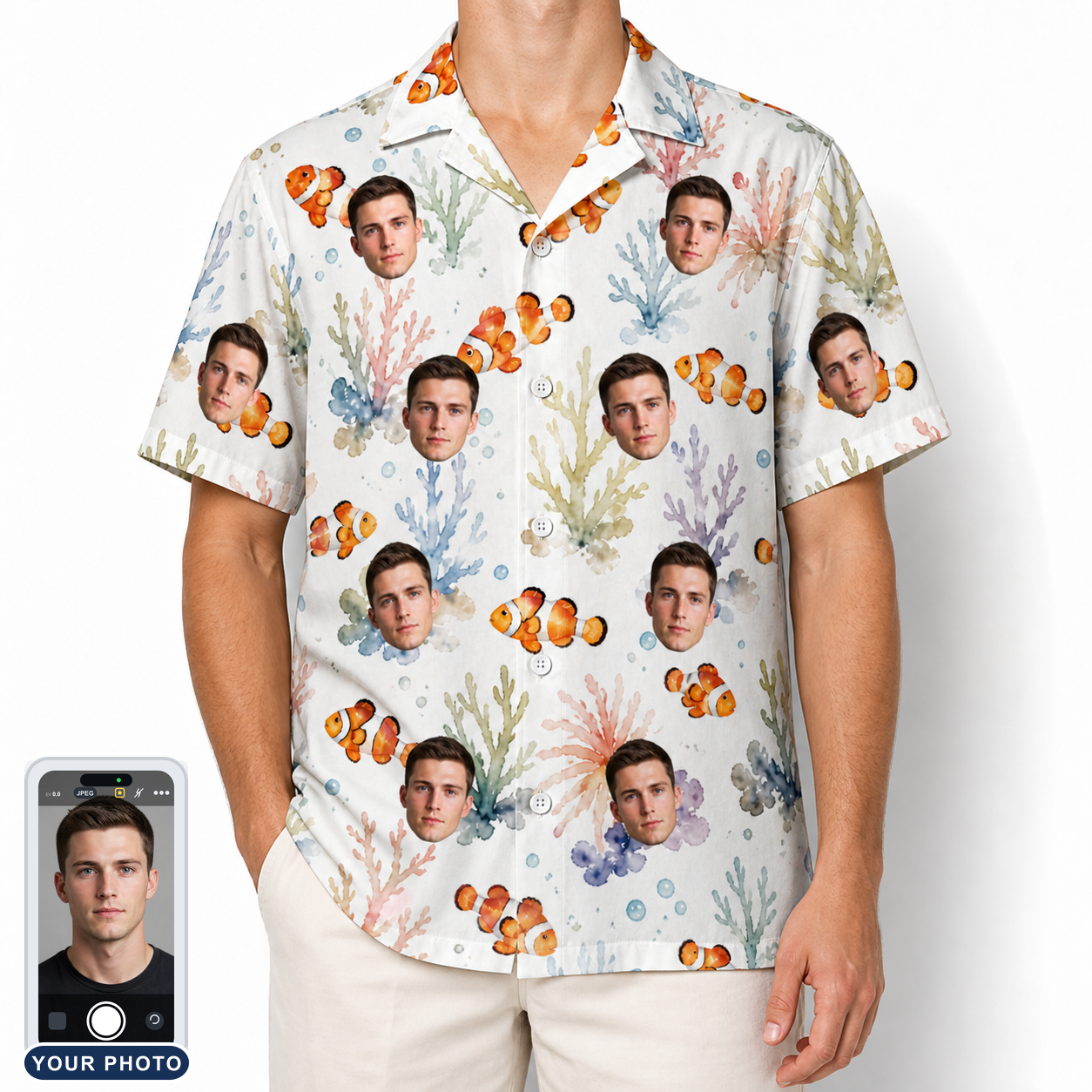 Men's Clownfish Comedy Custom Face Hawaiian Shirt