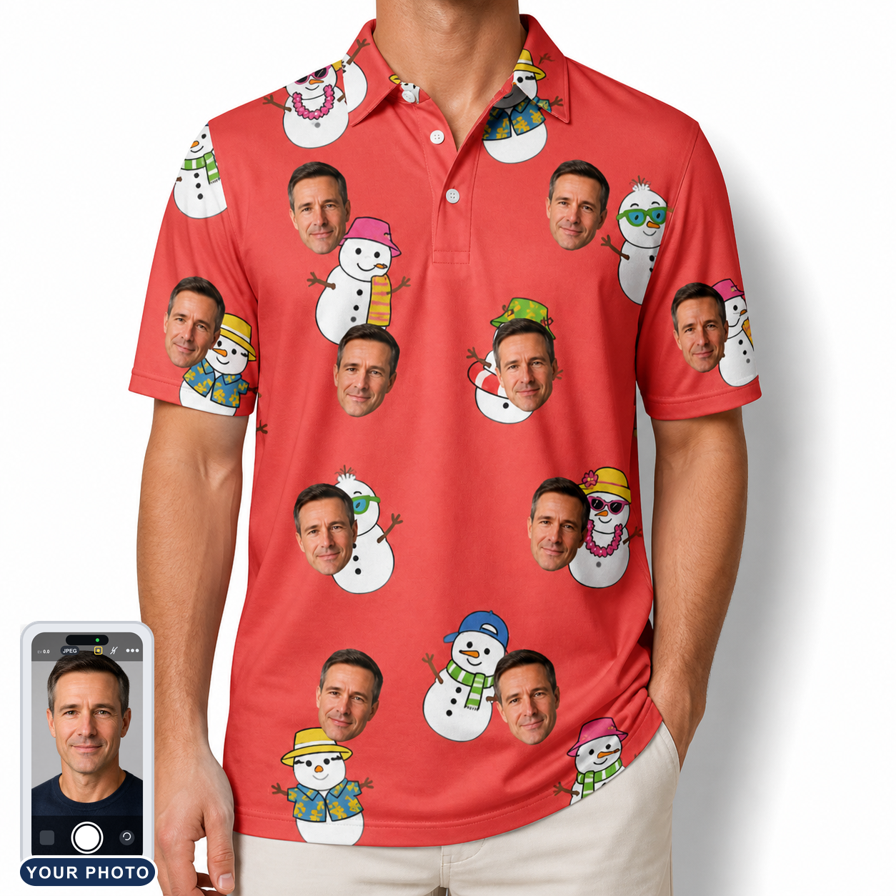 Men's Polar Pantomime Custom Face Polo Shirt
